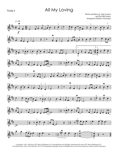 All My Loving Beatles String Quartet Music Sheet Download Topmusicsheet Com