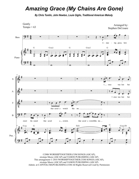 amazing grace my chains are gone lead sheet pdf