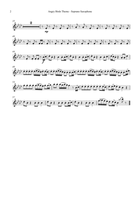 Angry Birds Theme For Saxophone Quartet Satb Music Sheet Download