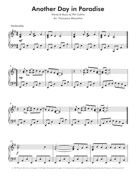 another day in paradise piano sheet