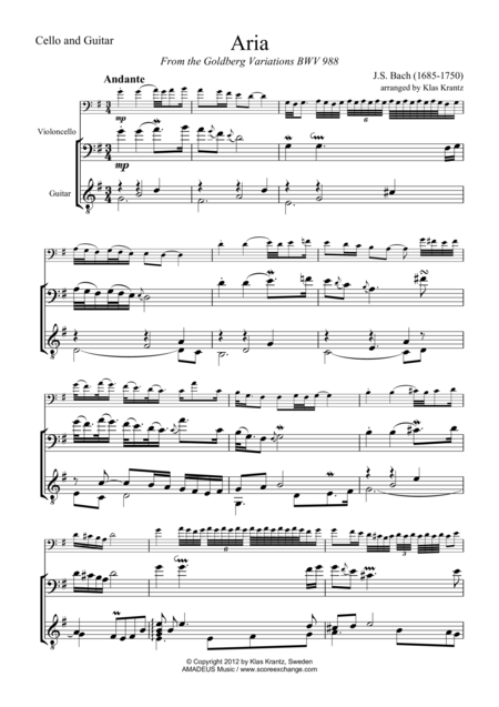 Goldberg variations guitar free sheet music