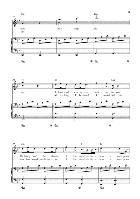 A Thousand Years For Voice And Easy Piano Lead Sheet With Chords Music Sheet Download Topmusicsheet Com
