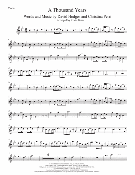 A Thousand Years Original Key Violin Music Sheet Download Topmusicsheet Com