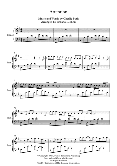 Attention E Minor By Charlie Puth Piano Music Sheet Download Topmusicsheet Com