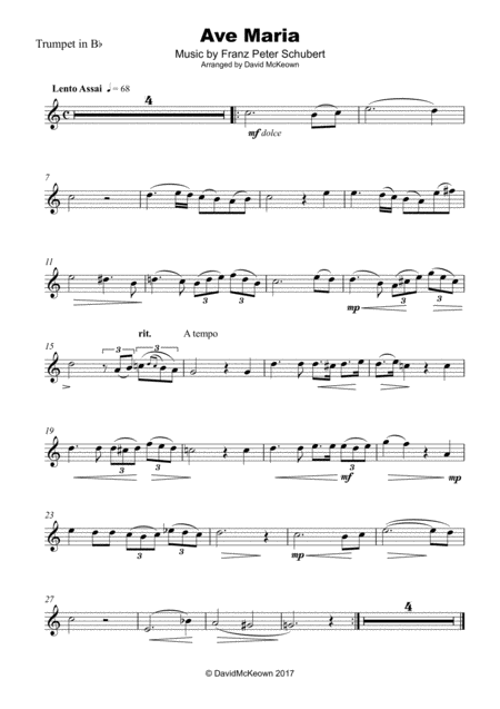 Ave Maria By Franz Schubert For Trumpet And Piano Music Sheet Download Topmusicsheet Com