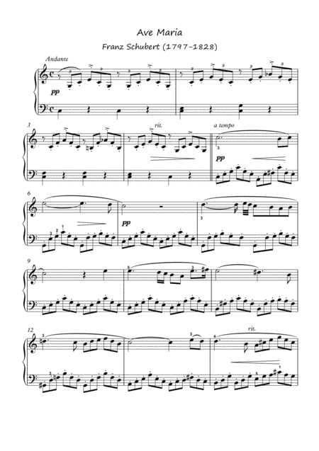 Ave Maria Franz Schubert For Easy Piano Music Sheet Download Topmusicsheet Com
