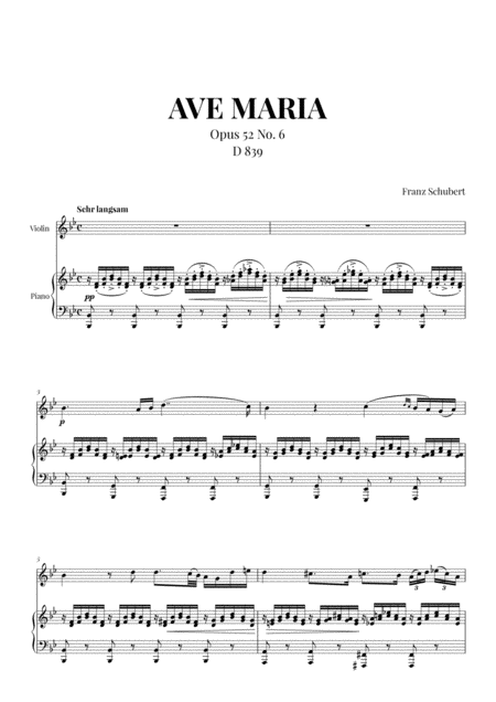 Ave Maria Schubert For Violin And Piano Music Sheet Download Topmusicsheet Com