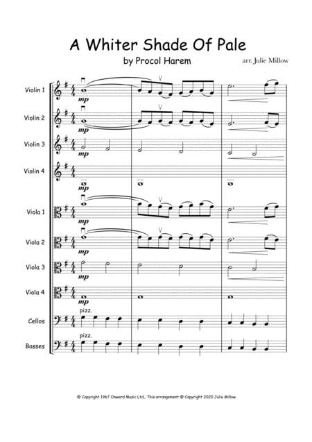 A whiter shade of pale free piano sheet
