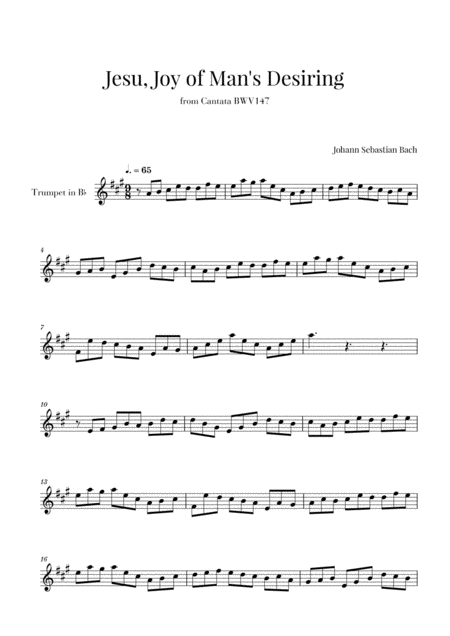 Bach Jesu Joy Of Mans Desiring For Trumpet In Bb Music Sheet Download Topmusicsheet Com