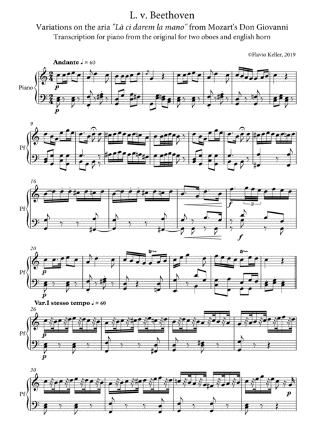 Beethoven Variations On L Ci Darem La Mano Music Sheet Download Topmusicsheet Com
