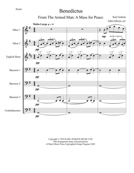 Benedictus From The Armed Man Set For Double Reed Choir Music Sheet Download Topmusicsheet Com