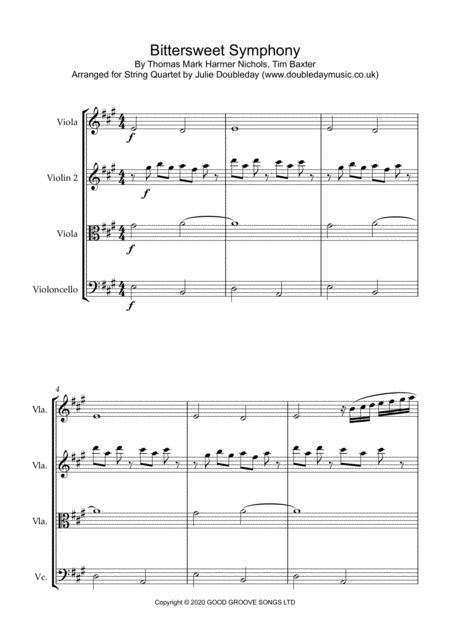 Bittersweet symphony string quartet sheet music free