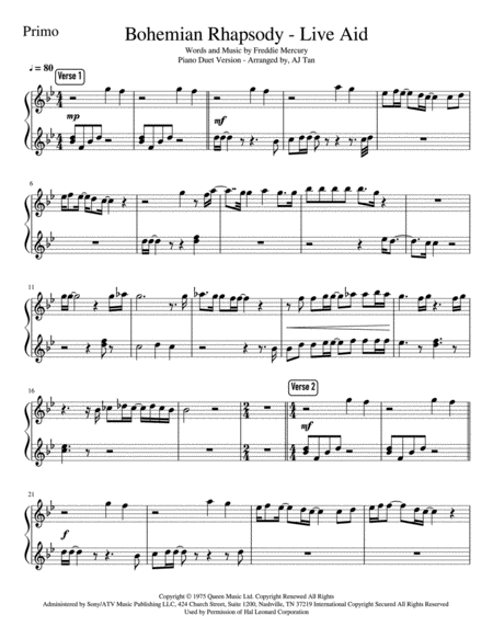 bohemian rhapsody piano solo pdf
