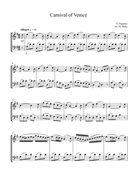 Carnival of venice euphonium solo sheet music free