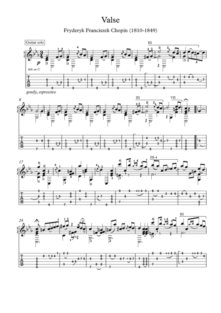 Chopin Waltz Op 64 No 2 For Classical Guitar Pdf Download