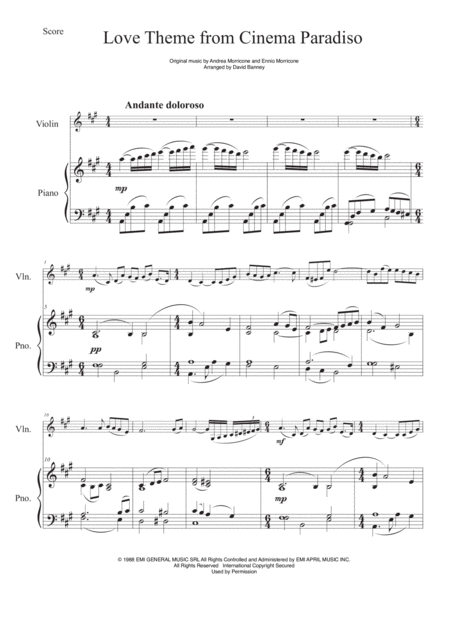 cinema paradiso main theme piano sheet music pdf