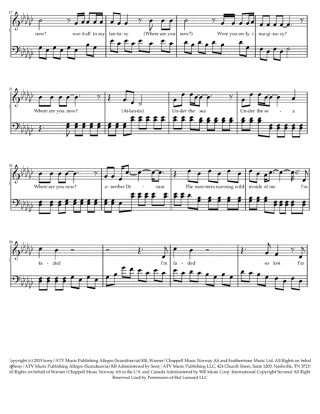 Faded Alan Walker Piano Solo In Original Key With Lyrics Music