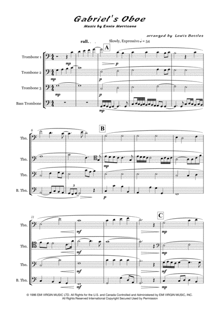 Gabriel's oboe free sheet music pdf