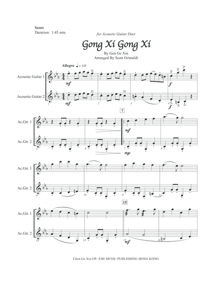 Gong Xi Gong Xi For Acoustic Guitar Duet Music Sheet Download