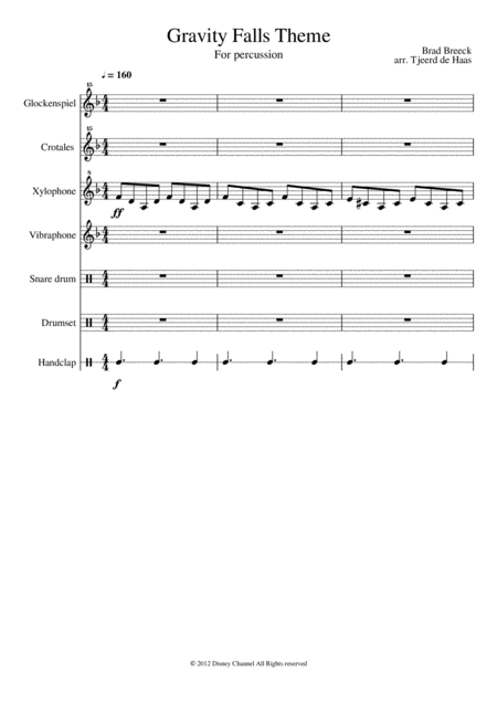 Gravity Falls Theme For Percussion Music Sheet Download Topmusicsheet Com