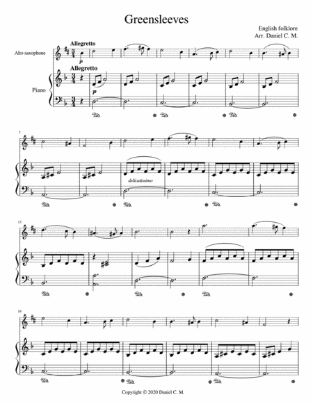 greensleeves alto sax sheet music