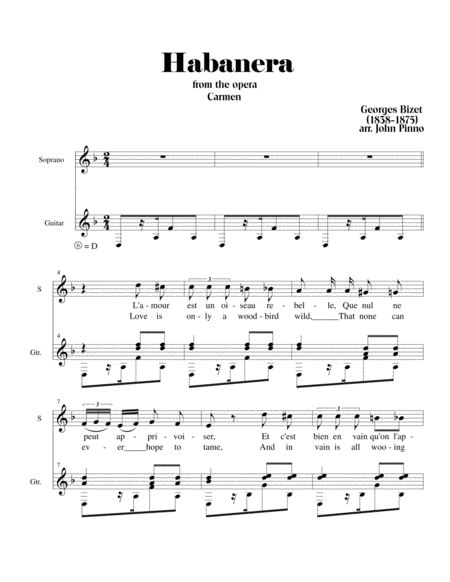 habanera from carmen sheet music