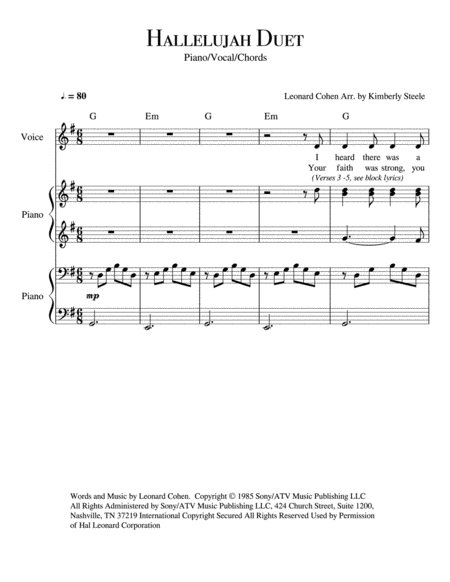 Hallelujah For Piano Duet 4 Hands Music Sheet Download Topmusicsheet Com