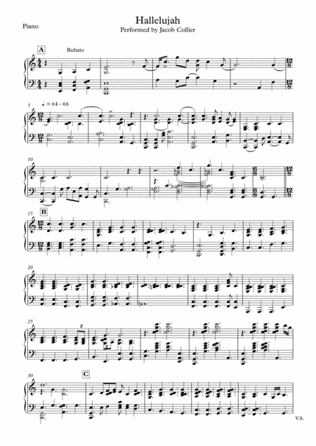 Jacob Collier Hideaway Sheet Music hallelujah-jacob-collier-transcription_page-1
