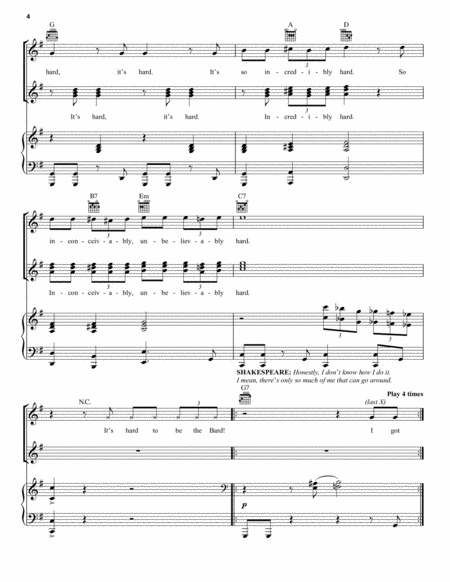 Hard To Be The Bard From Something Rotten Music Sheet Download Topmusicsheet Com