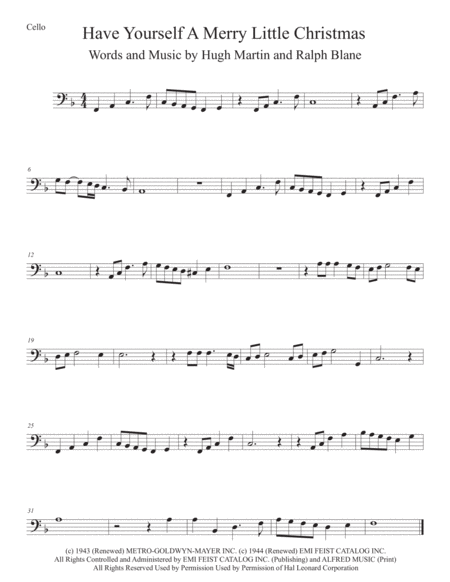 Have Yourself A Merry Little Christmas Cello Music Sheet Download Topmusicsheet Com