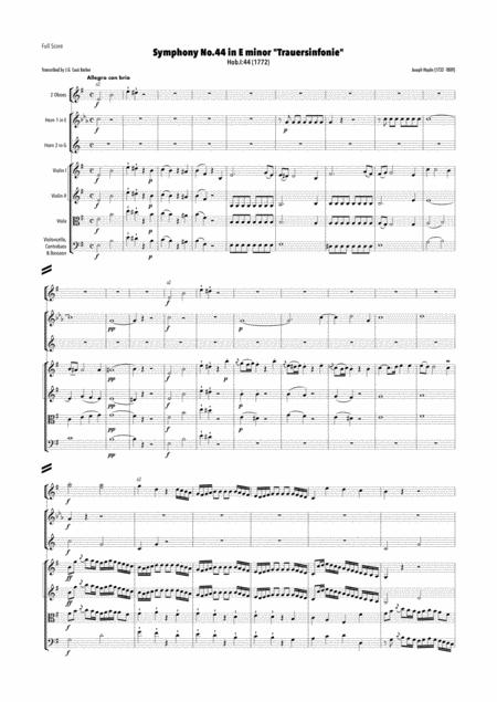 I e-Moll 44 E minor Mi mineur Hob 44 Trauersinfonie Symphony No 