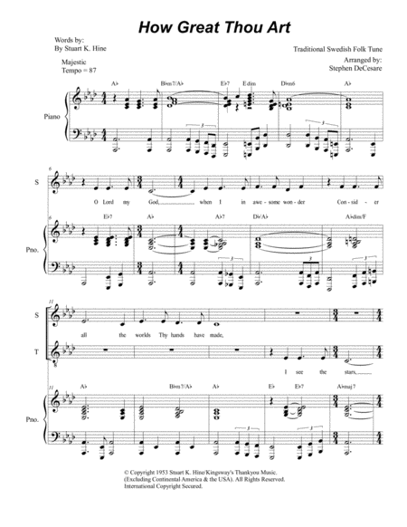 How Great Thou Art Duet For Soprano And Tenor Solo Piano Accompaniment Music Sheet Download Topmusicsheet Com Our lesson is an easy way to see how to play these sheet music. top music sheets