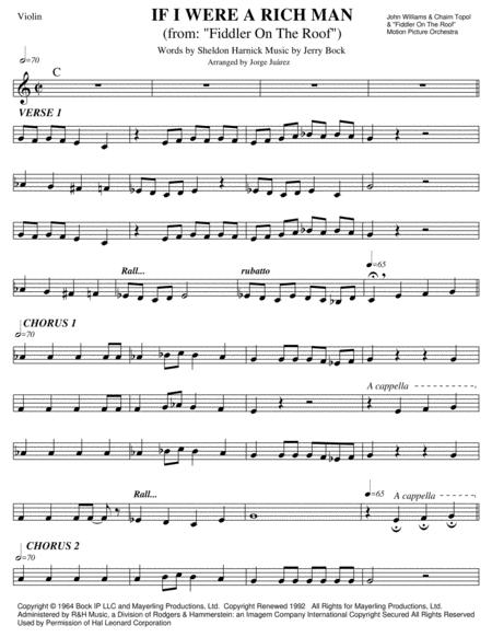 If I Were A Rich Man From Fiddler On The Roof Violin Music Sheet Download Topmusicsheet Com