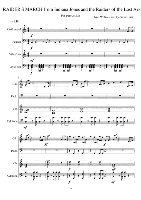 Indiana Jones Theme For Percussion Music Sheet Download