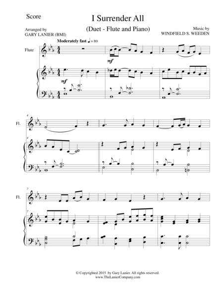 I Surrender All Duet Flute And Piano Score And Parts Music Sheet Download Topmusicsheet Com