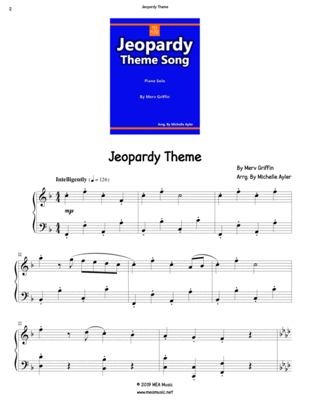 Jeopardy Theme Song Music Sheet Download Topmusicsheet Com