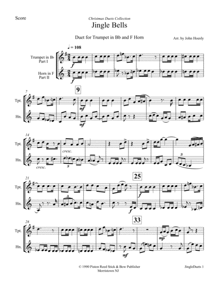 jingle bells piano duet sheet music free