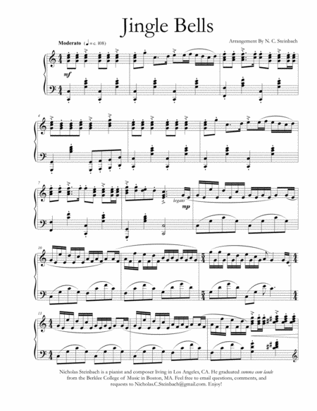 jingle bell jazz piano sheet