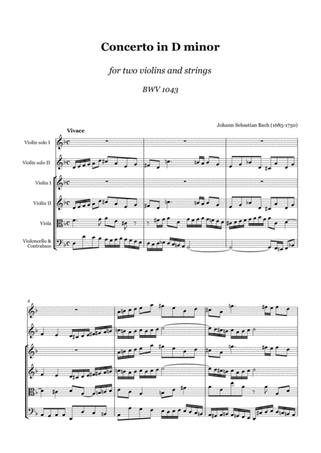 Bach concerto 2 violins sheet