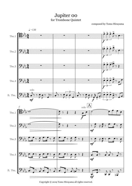 Jupiter 00 For Trombone Quintet Music Sheet Download Topmusicsheet Com