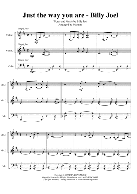 Just The Way You Are Sheet Music Free Pdf