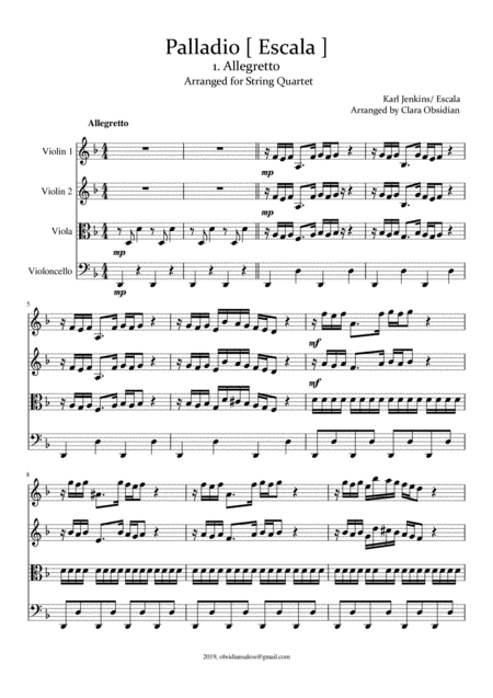 Palladio free sheet music violin
