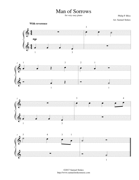 Man Of Sorrows Hallelujah What A Savior For Very Easy Piano Music Sheet Download Topmusicsheet Com