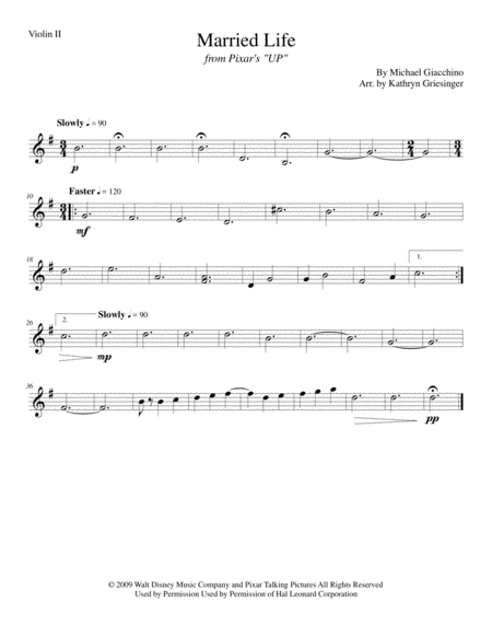 married life piano easy sheet music