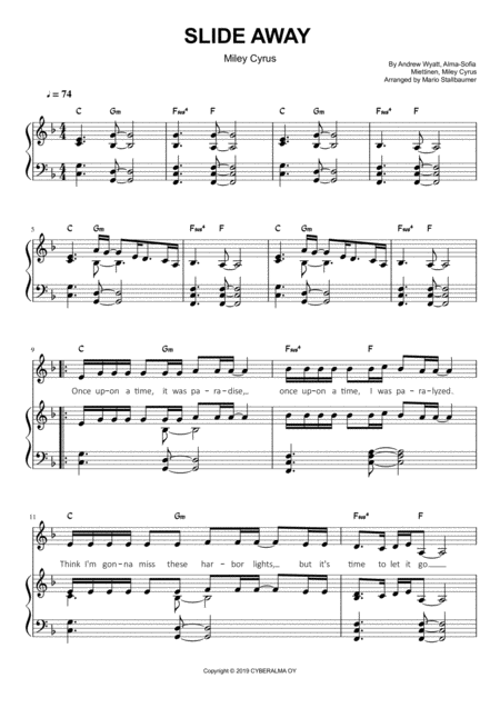 the last song miley cyrus piano sheet music