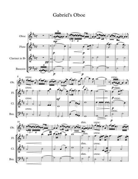 Gabriel's oboe free sheet music pdf