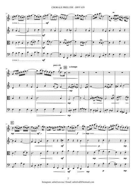 Nun Komm Der Heiden Heiland Bwv 659 Bach Chorale Prelude String Quartet ...
