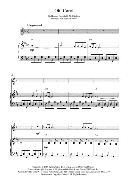 Oh Carol Clarinet In A Solo And Piano Accompaniment Music Sheet Download Topmusicsheet Com