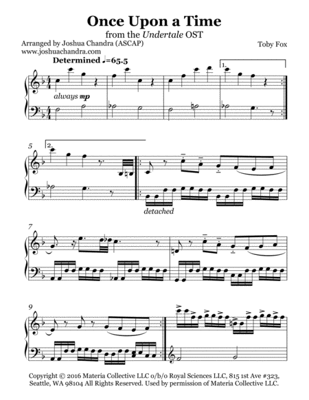 Once Upon A Time From Undertale Music Sheet Download