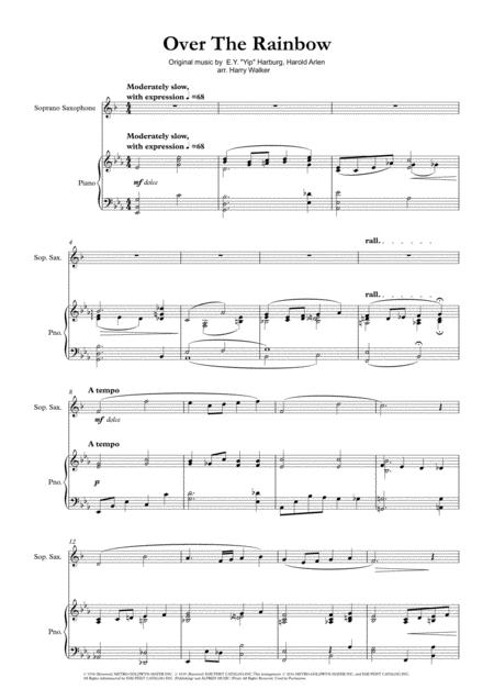 Over The Rainbow For Soprano Saxophone And Piano Music Sheet Download Topmusicsheet Com